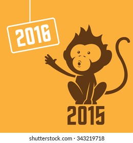 Monkey 2016 flat illustration