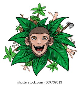 monkey 2016 - hand drawn sketch style cartoon illustration