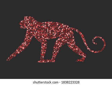 Diseño gráfico de ilustraciones vectoriales abstractas de monos. Arte de vida silvestre en un fondo oscuro. 