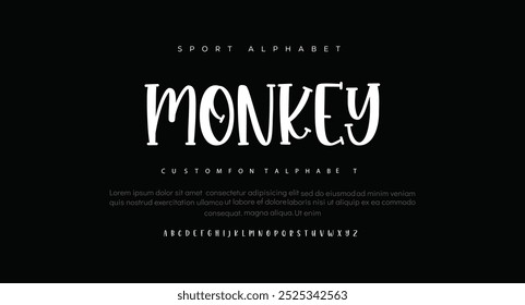 MONKEY abstract modern urban alphabet fonts. Typography sport, technology, fashion, digital, future creative logo font.