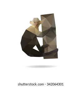 Monkey abstract triangle design concept element isolated on a white backgrounds, vector illustration