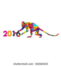 Monkey abstract triangle design concept element isolated on a white backgrounds, vector illustration