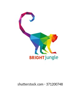 Monkey abstract triangle design concept element isolated on a white backgrounds, vector illustration