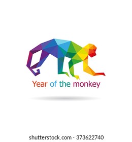 Monkey abstract triangle design concept element isolated on a white backgrounds, vector illustration