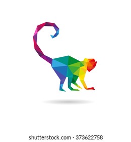 Monkey abstract triangle design concept element isolated on a white backgrounds, vector illustration