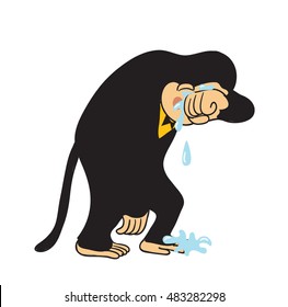 Monkey action vector,crying monkey vector