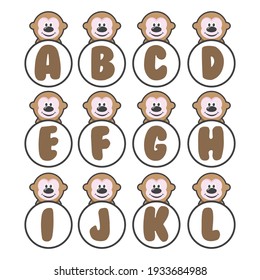 Monkey-Alphabet-Kollektion, Vektorkunst und Illustration.