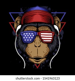 Monkey america vector illustration for your company or brand