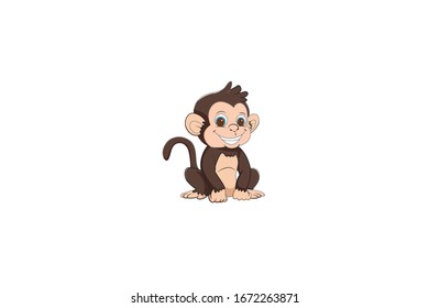 Monkey Animal Cartoon Vector Illustration