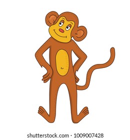 Monkey animal doodle colorful cute vector illustration