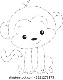 Tierputzübungen von Affen zeichnen cartoon doodle kawaii Anime Farbseite cute Illustration Zeichnen Clip Art chibi Manga Comic