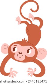 Mono Animal En La Ilustración vectorial De La Pose Graciosa