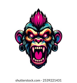 monkey animal head logo, modern illustration design.