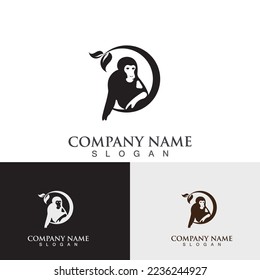 Plantilla de diseño del logotipo del icono del animal de un mono