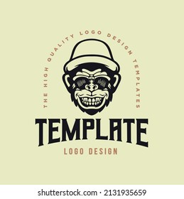 monkey animal logo template. vector