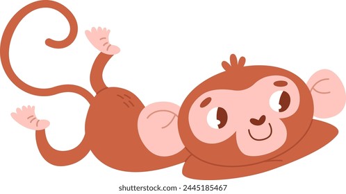 Monkey Animal Lying Vector Illustration