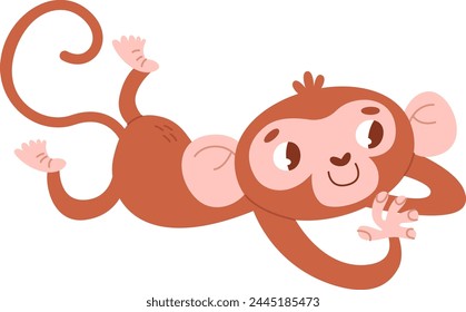 Monkey Animal Lying Vector Illustration