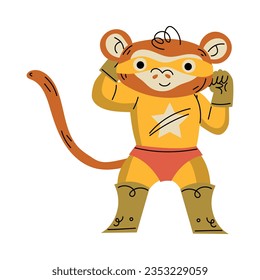 Monkey Animal Superhero Character Dressed in Mask Vector Illustration