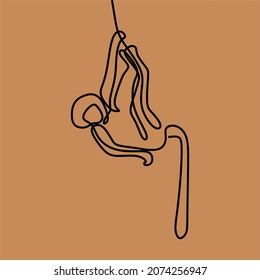 Monkey animal wildlife fauna oneline continuous single line art