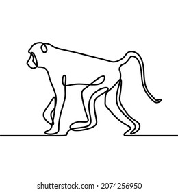 Monkey animal wildlife fauna oneline continuous single line art