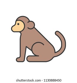 monkey, animal in zoo icon set, filled outline design