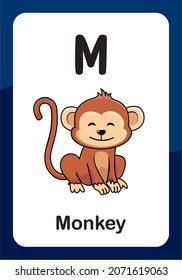 Monkey Animals Alphabet Flash Card Education for Kindergarten