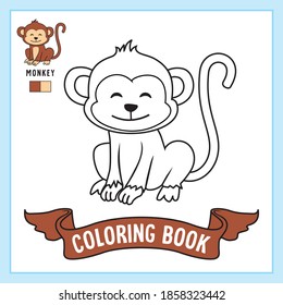Hoja de trabajo de la libreta de páginas de colores de animales de mono