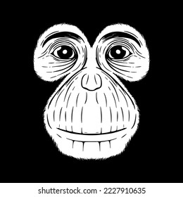 Monkey Ape Chimpanzee Face Potrait Vector Illustration