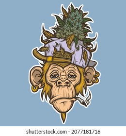 monkey ape flower cannabis smoke weed hemp cap