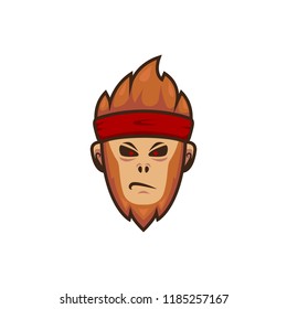 Monkey Ape Gamer esport logo mascot. Monkey ape head with headband illustration