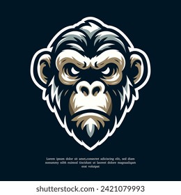 monkey ape mascot character cartoon logo for sport team. Fully editable vector monkey head.