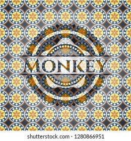 Monkey arabesque style emblem. arabic decoration.