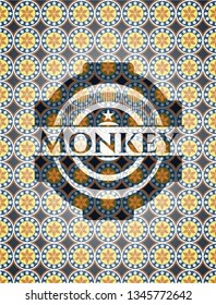 Monkey arabic style emblem. Arabesque decoration.