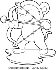 Macaco Arqueiro Arco Arco Animal Vetor Ilustração de Arte Gráfica