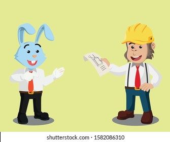 monkey architect designed for rabbits vector