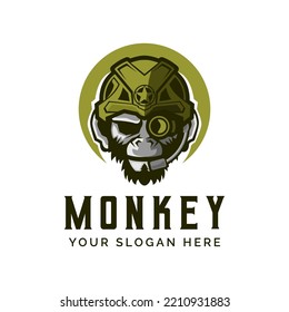 Monkey Army Logo icon vector illustration template