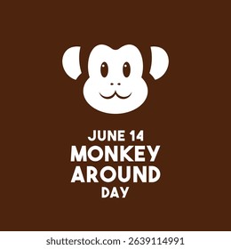 Monkey Around Day. June 14. Flat design vector. Banner, card, background. Eps 10.