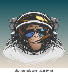 Monkey astronaut illustration