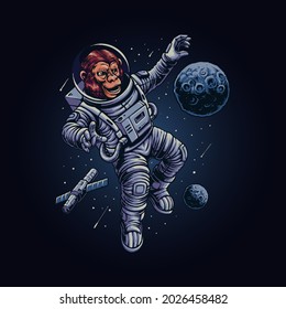 the monkey astronaut illustration vector