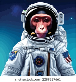 the monkey astronaut illustration vector