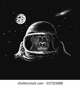 monkey astronaut in outer space