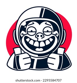 Monkey in astronaut suit. Hand drawn vector illustration