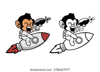 monkey astronaut vector coloring picture