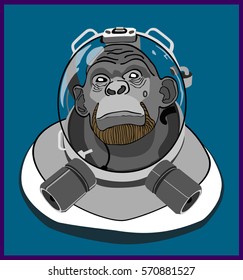 Monkey Astronaut. Vector illustration