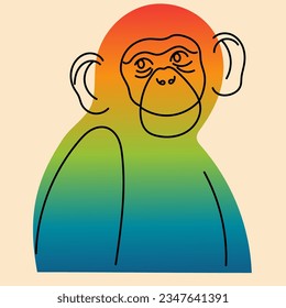 Monkey. Avatar, badge, poster, logo templates, print. Vector illustration in flat cartoon style