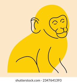 Monkey. Avatar, badge, poster, logo templates, print. Vector illustration in flat cartoon style