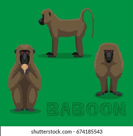 Monkey Baboon Cartoon Vector Illustration