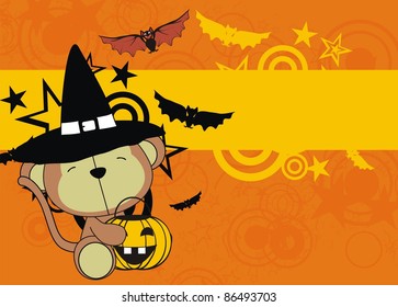 monkey baby cartoon halloween background in vector format