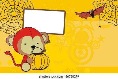 monkey baby cartoon halloween background in vector format