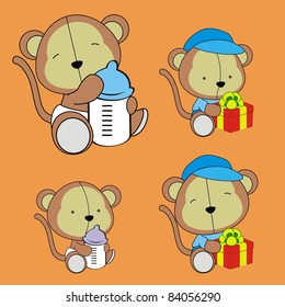 monkey baby cartoon set in vector format